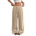 Voya New Fashion Women's Elegant Versatile Elastic Casual Solid Color Long Wide Leg Pants From_ecoleips.com