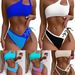 Women's Clothing Two Piece Set One Shoulder Tie Bikini_ecoleips.com