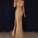 Women's Clothing Slit Gold Sprinkled Dress Long Dress Evening Dress_ecoleips.com