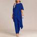 Women's Casual Off-Shoulder Top And Trousers Set Irregular Batwing Sleeve Elegant Two-Piece Commuter Outfit_ecoleips.com