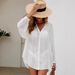 Women's Clothing Summer New V Neck Button Cardigan Solid Color Shirt Blouse_ecoleips.com