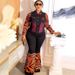 Women's Clothing Plus Size Leopard Print Denim Two-Piece Set - Stylish Long Sleeve Top & Pants Outfit Tencel Fabric, Sexy & Comfortable Casual Wear_ecoleips.com