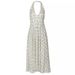 European And American Women's Summer Sweet Style Backless Halter Neck Fashion Floral Pattern Waist-cinching Versatile_ecoleips.com
