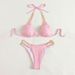 Women's Chain Halter Neck Bikini Sexy Split Design Swimwear For Beachwear Spring Hot_ecoleips.com