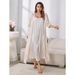 Aria Basics European American Cross-Border Camisole For Women, High-End Ice Silk Three-Quarter Sleeve Robe And Nightdress Two-Piece_ecoleips.com