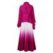 Women's Clothing New Fashion Strap Bat Sleeve Top Gradient Color Skirt Two Piece Set_ecoleips.com
