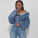 Women's Clothing Irregular Two-Wear Denim Jacket Indigo Blue Solid Workwear Streetwear Metal Buttons Spring/Autumn Fashion_ecoleips.com