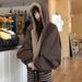 girl Hooded For Women, Short Style, 2025 New Autumn And Winter Small Size Popular Coat, Thickened Plush Cotton Padded Jacket_ecoleips.com