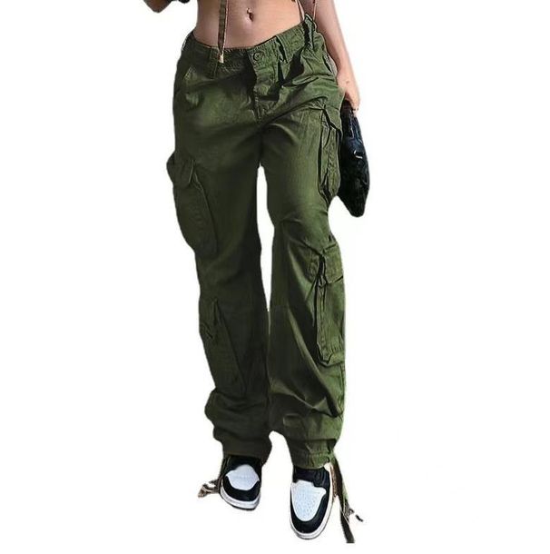Women's Clothing Street Hip Hop Style Low Waist Multi Pocket Multi Pocket Workwear Casual Pants Long_ecoleips.com
