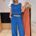 Women's Clothing Cotton And Linen Solid Color Sleeveless Pants Two Piece Set_ecoleips.com