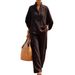 Women's Linen-Blend Button-Down Shirt & Wide-Leg Pants Set | Breathable Spring Summer Casual Outfit In 7 Colors_ecoleips.com