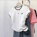 White Embroidered Short Sleeve T-Shirt Slim Fit Sexy Top for Women Summer Style_ecoleips.com