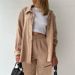 Women's Clothing Wrinkled Lapel Long Sleeved Shirt Trousers Fashion Casual Suit Female Cardigan_ecoleips.com