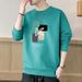 Men's Crew Neck Sweatshirt, T Shirt, Base Layer, Trendy Loose Pullover Casual Top, Autumn And Winter Fleece Lined Thick Long Sleeve_ecoleips.com