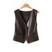Aria Basics Haining Genuine Leather For Women, 2025 Spring New Style, Sheepskin Vest, V-neck, Slim Fit, Versatile Vest_ecoleips.com