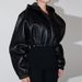 Trendy Faux Leather Hooded Cropped Jacket For Women - Streetwear Biker Style Zippered Long Sleeve Top_ecoleips.com