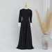 Women's Clothing Modest Abaya Dress Charming Floral Print Dress With Ruffle Trim – Elegant Long Sleeve A-Line Maxi Dress For Women (Boho & Modest)_ecoleips.com