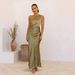 European And American Cross-Border Women's New Sleeveless Solid Color Sexy Tube Top Split Long Dress For Women_ecoleips.com