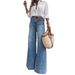 Women's Clothing Retro Washed Wide Leg Jeans Slim Fit Height Enhancing Loose Denim For Spring Summer_ecoleips.com