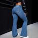 Women's Clothing Plus Size Slimming Denim Flared Pants High Elasticity Spring Autumn Solid Color Fashion_ecoleips.com