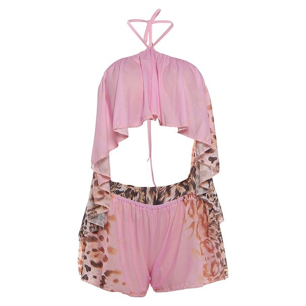 Women's Sexy Halter Neck Backless Top And Super Short Shorts Set New Style Spring Loose Fit_ecoleips.com