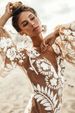Women's Clothing Deep V Mesh Embroidery Puff Sleeve Backless Dress_ecoleips.com
