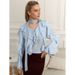 Summer Loose-Fitting Chiffon Blouse With Ruffled Hem, V-Neck Shirt, And Long-Sleeved Women's Dress For Commuting_ecoleips.com