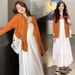 Autumn New Korean Fashion Mid-Length Maternity Dress + Knitted Cardigan Two-Piece Set For Pregnant Women_ecoleips.com