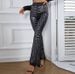 Women's casual pants sequin wide legs new high-waisted fashion women's pants_ecoleips.com