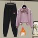 Youthful Contrast Color Knit Top & Korean Jogger Pants Set - Casual Two-Tone Outfit With Relaxed Fit_ecoleips.com