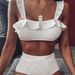 Women's High Waist Bikini Set With Ruffles - Sexy Two Piece Swimwear For Beach & Pool - Comfortable Polyester Fabric_ecoleips.com