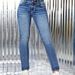 Women's Clothing Stretchy Skinny Jeans Fashionable Versatile Slimming Blue Denim Trousers Simple_ecoleips.com