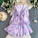 Early Summer Niche Ethereal Chiffon Print Dress For Women, Single Breasted, Slimming Waist, Sweet Ruffle Skirt_ecoleips.com