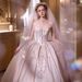 Off-Shoulder Wedding Dress Ball Gown With Long Train & Lace Appliques – Vintage Courtly Style A-Line Bridal Gown For Petite Bride (XS-XXL)_ecoleips.com