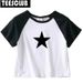 Y2K Star Crop Top Summer Fashion Unique Pentagram Navel-Revealing Short T-shirt For Women_ecoleips.com