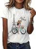 Euroean And American Cross-border Foreign Trade Women's Clothing: Bicycle Girl Rint Round-neck Short-sleeve T-shirt_ecoleips.com