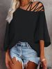 Women's Off-Shoulder Loose T-Shirts Solid Color Casual Top Polyester Cotton Tees For Autumn Winter New Style American Ladies_ecoleips.com