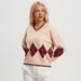 Aria Basics Aria Basics European And American Cross-Border Early Autumn Long Sleeve Sweater Design Loose Diamond V-Neck Knitted Top Winter_ecoleips.com