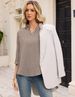 LOMON Womens 3/4 Sleeve Tops V Neck Cotton Linen Work Blouse Collared Shirts For Women Business Casual 2026_ecoleips.com