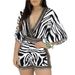 Women's Clothing Spring And Summer Newpartial Printing Deep V Jumpsuit Shorts Women_ecoleips.com