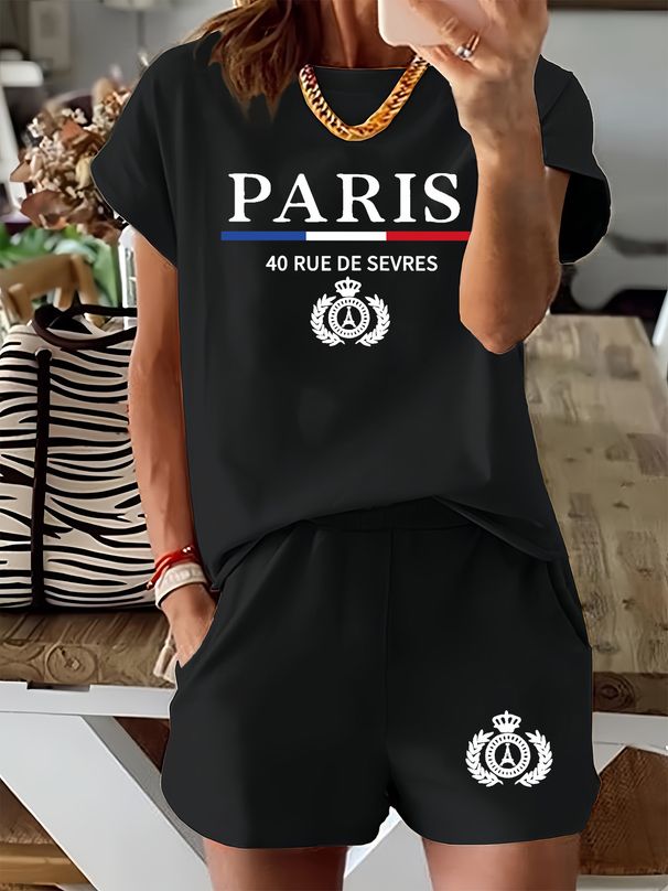 Women’s 2 Piece Outfit Set – Oversized Graphic T-Shirt And Biker Shorts Matching Set, Casual Summer Lounge Tracksuit For Daily Wear-353_ecoleips.com