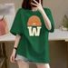 Unisex Pure Cotton Short Sleeve T-Shirt Korean Style Straight Shoulder Fashion Top For Students And Couples Versatile 200g_ecoleips.com