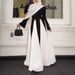 Women's Clothing Spring New Black And White Splicing Long Elegant Women's Evening Dress Dress Long Skirt_ecoleips.com