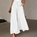Summer Wide Leg Trousers For Women High Waist Elastic Waistband Long Skirt Pants American Style Fashion_ecoleips.com