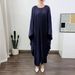 2025 New Cross-Border Middle Eastern Arab Women's Long-Sleeve Pleated Bat-Sleeve Round-Neck Robe Dress_ecoleips.com