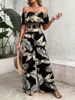 Vacation Style Jumpsuit Summer Women's Printed Off-Shoulder Top And Wide-Leg Pants Set_ecoleips.com