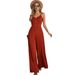 Voya New Women's Summer Jumpsuit Solid Color Casual Pullover Sleeveless Loose Jumpsuit For Women_ecoleips.com