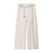 Women's Short Double-Breasted Blazer Set With Chain Belt & Ankle Pants – Elegant Office-To-Evening Outfit (Beige/Black, Sizes Xs-L)_ecoleips.com