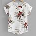 New 2024 Women's round Neck Top Floral Print Short Sleeved Irregular Design Fashionable Women's Clothing_ecoleips.com