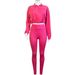 Women's Casual Two-Piece Set Zip-Up Elastic Waist Trousers Oversized Long Sleeve Top Work-to-Weekend Polyester Blend_ecoleips.com